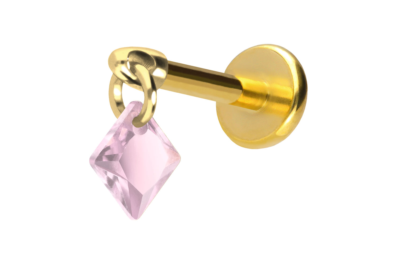 Titan Labret Piercing mit Push Fit KRISTALLQUADRAT